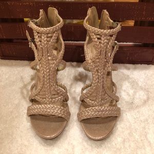 Aldo gold, strappy heel